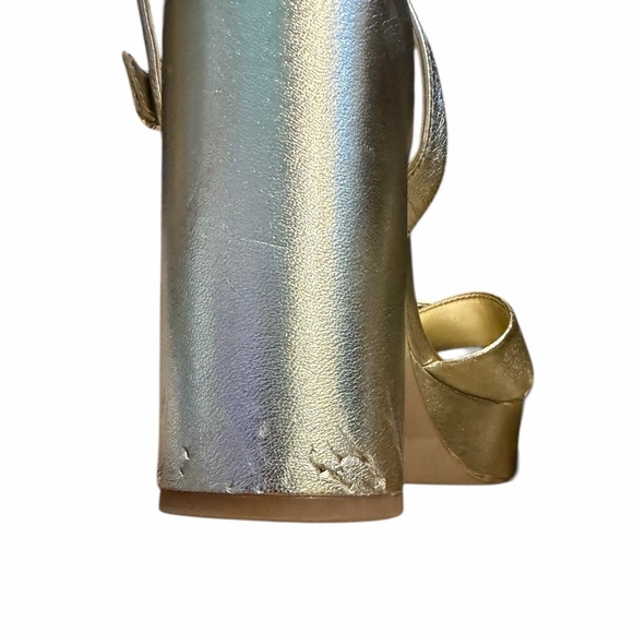 Kate Spade Metallic Gold Platform Sandals with Ankle Strap - Picture 6 of 9